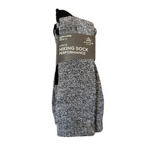 Brand New Alpine Men's Size XL 4 Pack Hiking Crew Sock Performance Black